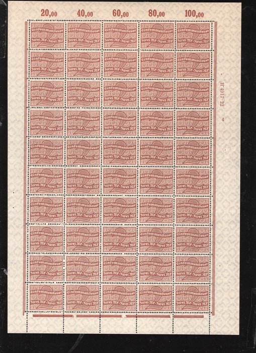 Duitse rijk 1920/1923 - Belastingzegels complete bogen