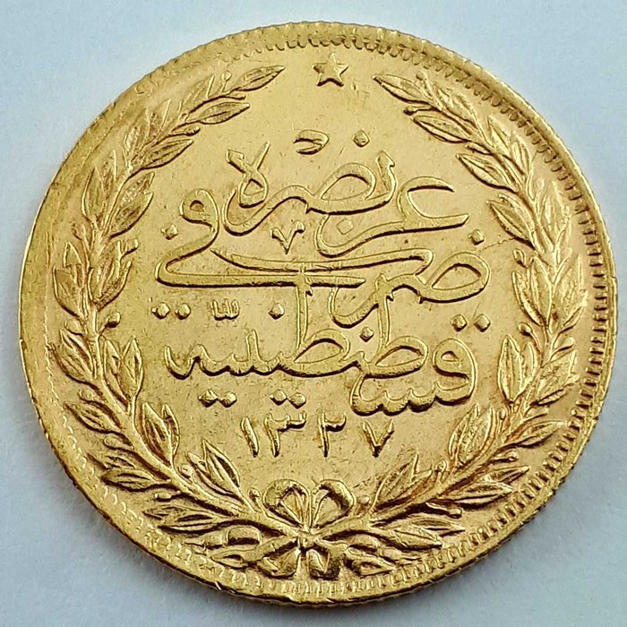 Turkey - 100 Kurush AH1327/6 (1914) Reşat Altin - Gold