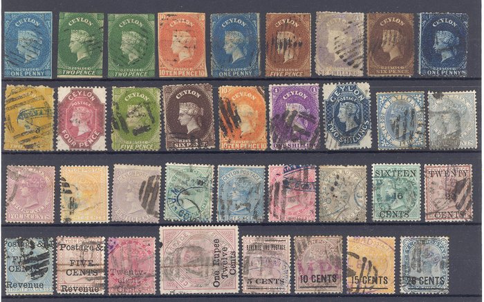 Ceylon 1857/1885 - Selection of postage stamps from the classical period