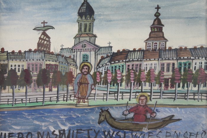 Nikifor Krynicki - Christus am Wasser, Selbstportrait