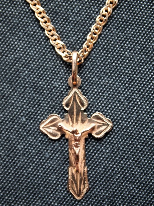 14K/585 gold necklace with cross pendant made by Midas