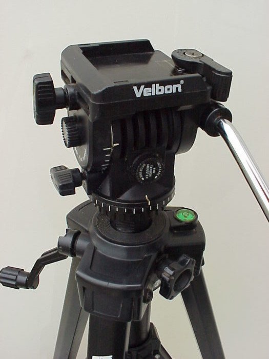 Nice and heavy Velbon tripod D-700 with Vel-flo 9 PH-368 Mini-Pro Fluid pan head, for the heavier camera / video / camcorder work