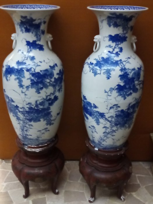 Illuminated 5.5" Damask Porcelain Urns Valerie Blue NEW H211685 Set 2 