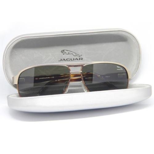 Image 2 of Accessory - Men's Jaguar Aviator Designer Sunglasses Zeiss Lenses Tortoise Shell + Hard Case - Jagu