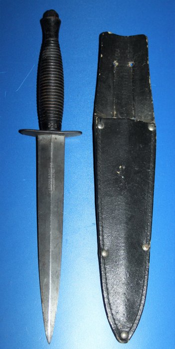 Original British 3 rd pattern Fairbairn Sykes Commando Knife By J. Nowill & Sons, Makers Marked To The Blade With The Crossed Keys Logo To The Grip.