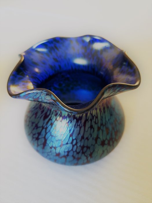 Antique cobalt blue "Papillon" vase by Loetz.