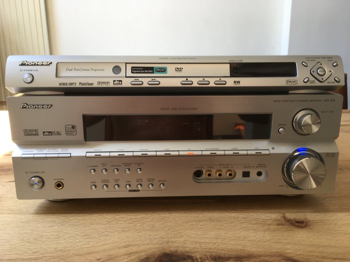 PIONEER VSX-915 with remote control and matching CD/DVD player