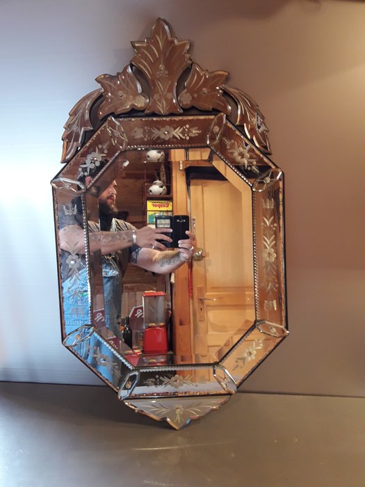 Miroir vénitien octogonal, 1950s