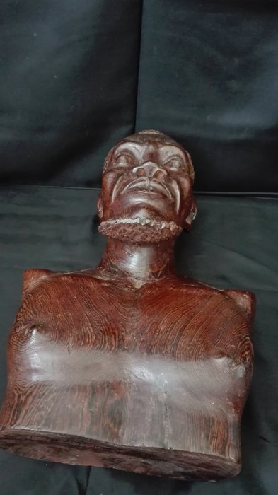 Wooden sculpture 'African Man' signed by Grégoire Massengo 