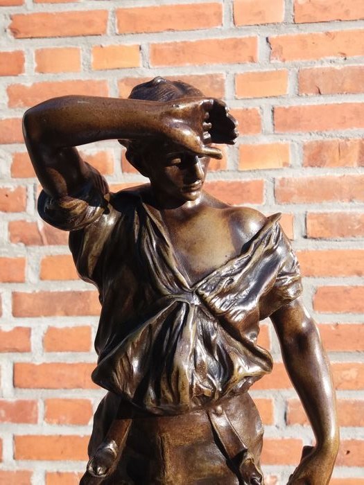 Adrien Etienne Gaudez (1845-1902) - 'Bucheron' - large bronze-coloured zamak sculpture - France - late 19th century