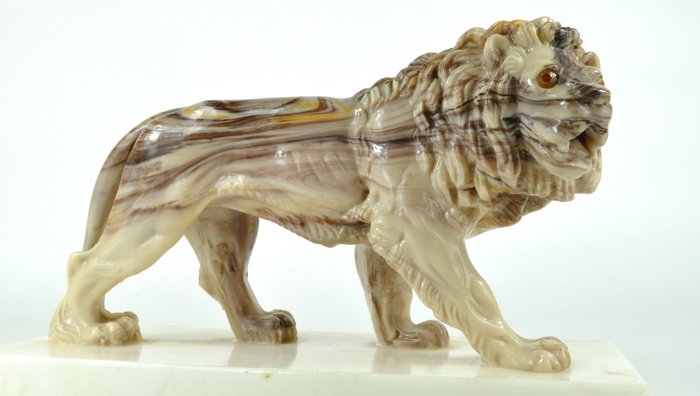Lion sculpture - Onyx stone and marble - 1960's