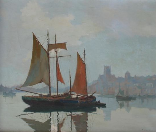 René Emile Charles Coulon (1882-?) - Barques de Pèche, Fecamp