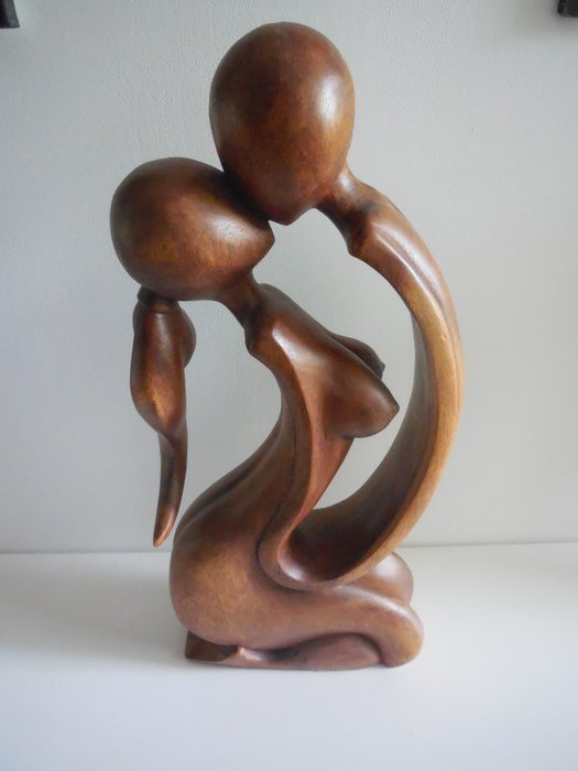 African statue interlaced couple Benin 50 cm