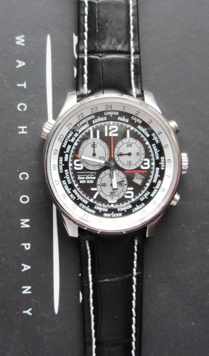 Citizen - Eco Drive World Time Chronograph Pilots 2 Strap  - AT0361-06E cal. H500 - Heren - 2011-heden