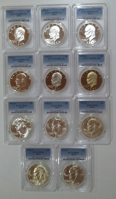 美國 - 1  Dollar 1971/1978 Eisenhower - 11 x in PCGS slab - 銀