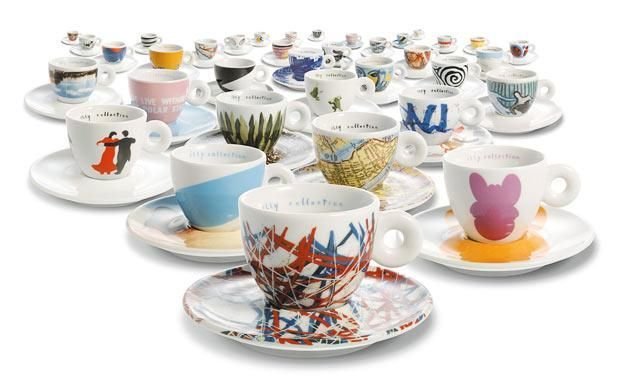 illy cafe - espresso cup and saucer - Complete collection of 43 - Porcelain