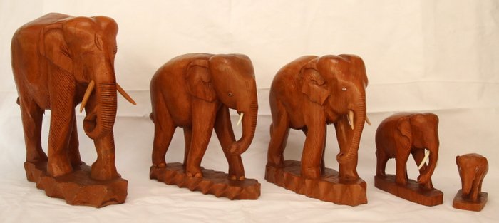 Magnificent hand-carved wooden elephant, not ivory