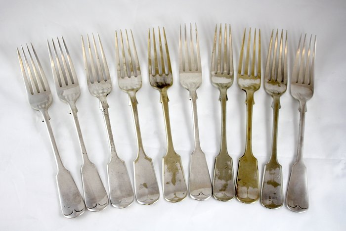 6 James Dixon silver plated dinner forks in King's Pattern original box unused condition