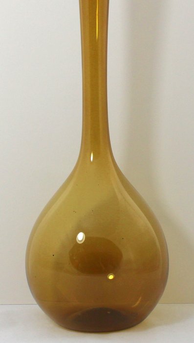 Arthur Percy for Gullaskruf - Swedish amber glass tall bulb vase - Extra large 49.5cm