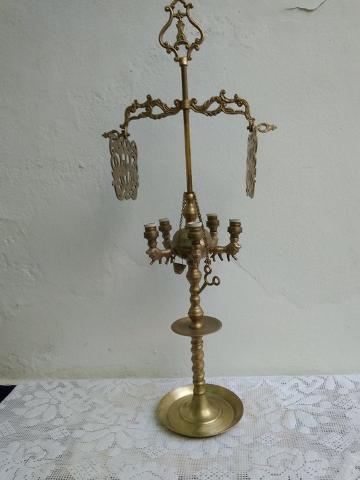 Antique bronze candle with all its accessories - beginning of 20th century