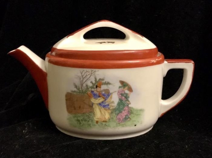 A , vintage , Epiag D.F., Czechoslovakia, 1950´s , Bohemia porcelain teapot and cover with oriental style decoration , maker marks 