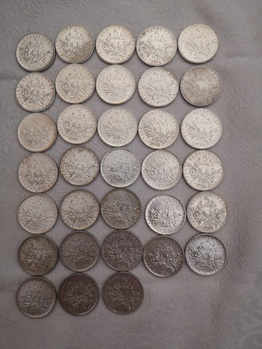 France - 5 Francs 1961/1966 Semeuse (46 coins) - silver - Catawiki