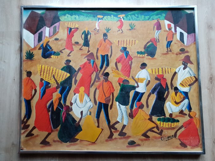 Casimir Laurent (1928-1990) Famous Artist - Haitian Market