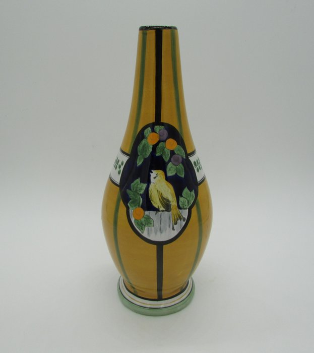Henri Delcourt - art deco single flower bottle vase France, signed