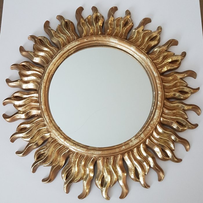 Large Sun Mirror In Gold Coloured, Large Sun Mirror Gold