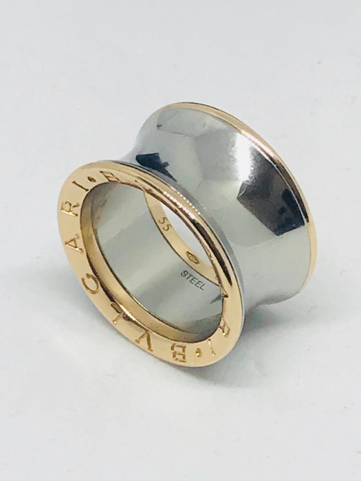 anello bulgari bzero1 anish kapoor in oro rosa e acciaio - misura  54us