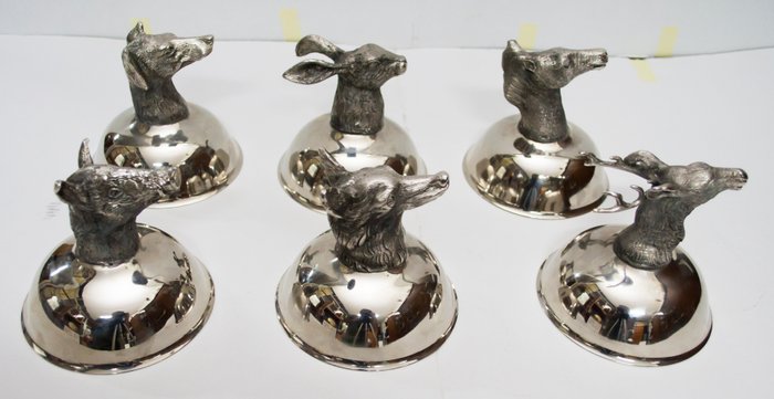 Stirrup cups set with bases depicting various animals heads