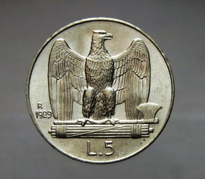Italien - 5  Lire 1929 Vittorio Emanuele III - Silver