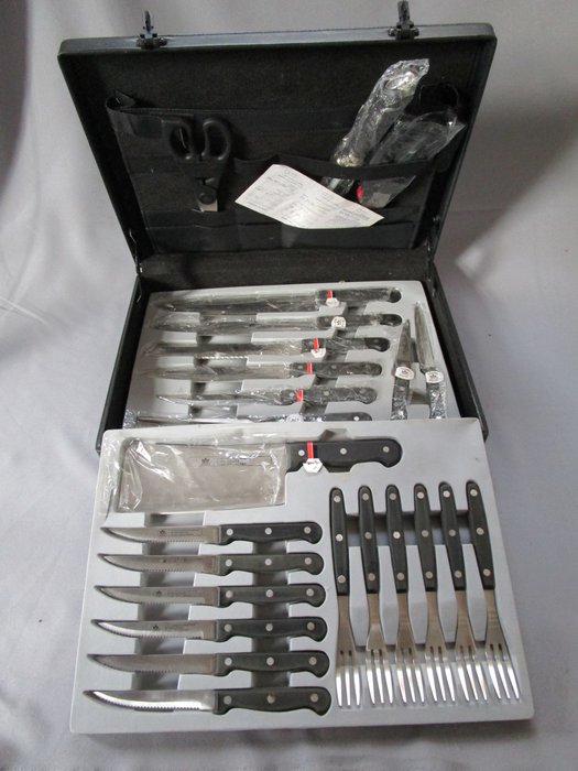 sBs - Solingen Germany - Quality Knife Set (12 pieces) & Steak Cutlery (12 pieces) - Handmade blades - in the original case