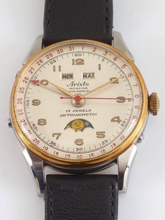 Aristo - triple calendar moonphase watch Valjoux 90 - 1209 - Unisex - 1950-1959