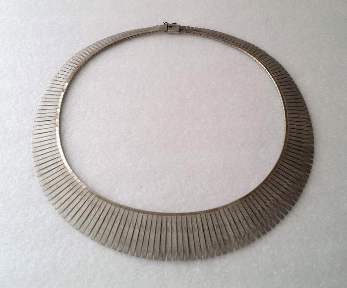 Vintage Italy VIOR 925 Sterling Silver Cleopatra Collar Necklace