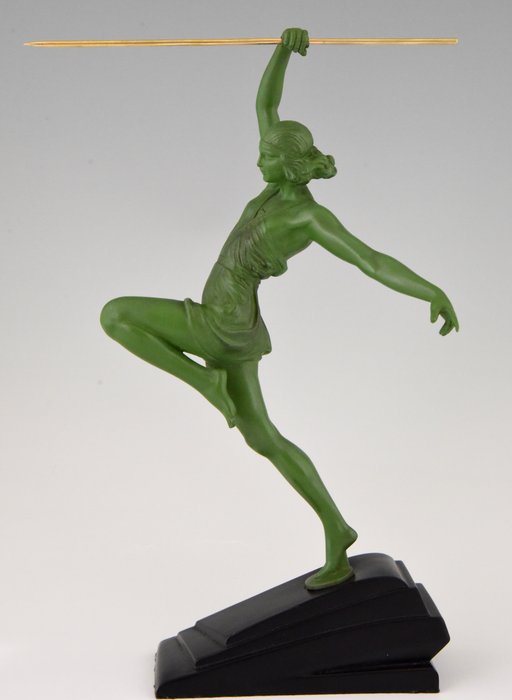 Fayral (Pierre Le Faguays) - Art Deco sculpture of a woman with spear