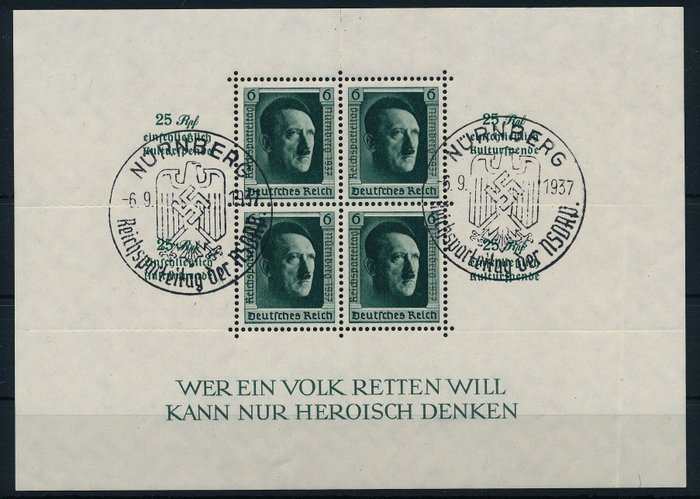 German Empire 1937 - 48th birthday Adolf Hitler, block issues Michel 7/9