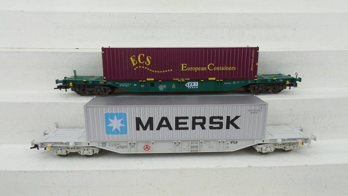 Fleischmann H0 - 99 5246 - Freight carriage - 2 container carriers type Sgns - NMBS, NS