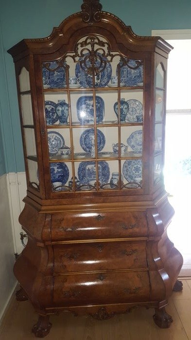 A Louis Xv Burr Walnut And Walnut Display Cabinet The
