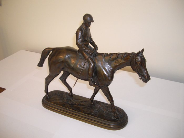Isidore Jules Bonheur (1827-1901) - bronze sculpture of a jockey on horseback - France - 2nd half of the 19th century