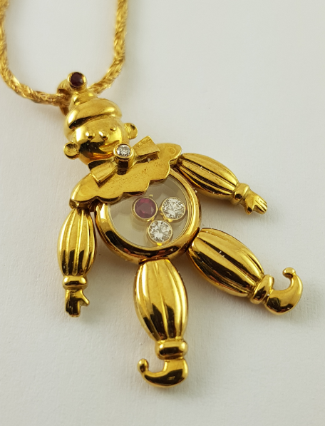 Chopard - CHOPARD "Harlequin" Pendant + Lanț - Aur - Aur - 0.11 ct - Diamant și Rubin