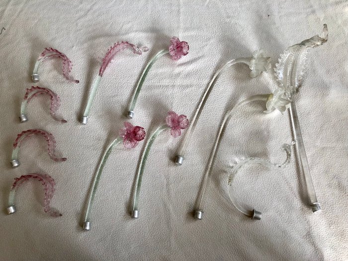 Beautiful lot of Murano parts for chandelier, Italy, mid-20th century.