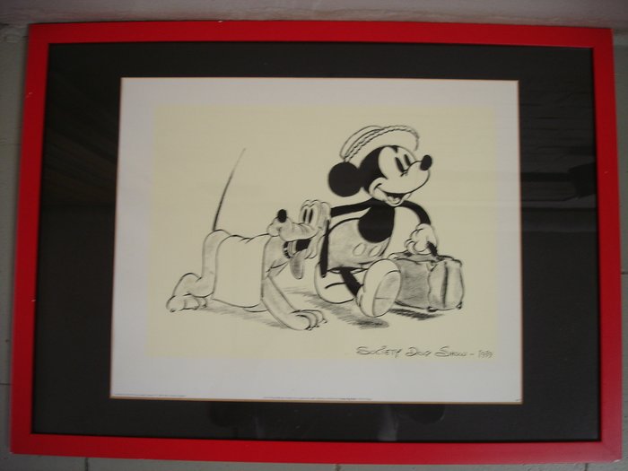Society Dog Show 1939 - Mickey & Pluto - Disney - Framed silk screen