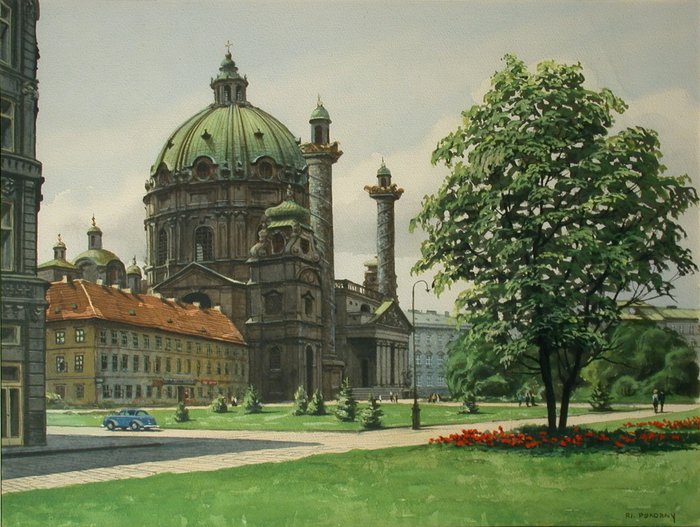 Richard Pokorny (Wien, 1907-1997) - Karlsplatz mit der - Catawiki