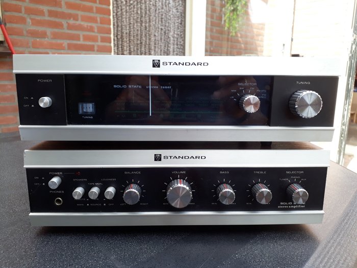 Perfectly working vintage Standard (Marantz) combination of stereo amplifier type PM-403W and AM/FM stereo tuner year 1965