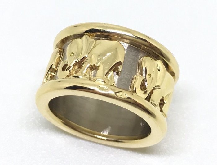 Cartier - 18K Yellow and White Gold Elephant Ring