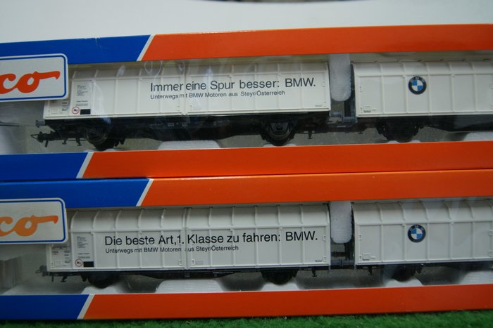 Roco H0轨 - 44160/44161 - 货运车厢 - 两辆货车“宝马” - DB