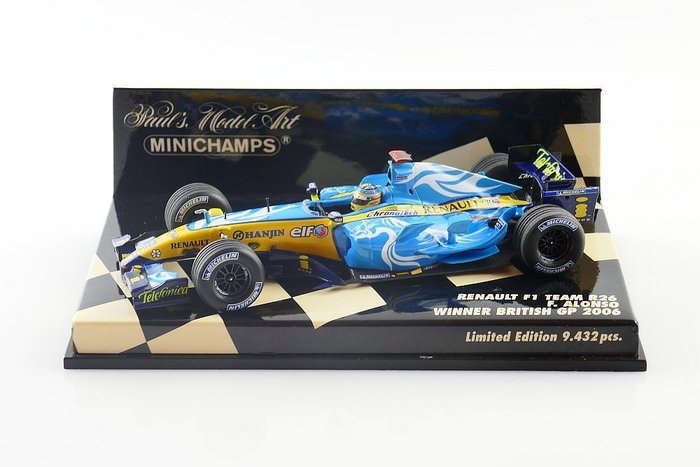 MiniChamps - 1:43 - Renault F1 Team R26 F. Alonso Winner British GP 06 - Edizione limitata o 9.432 pezzi.