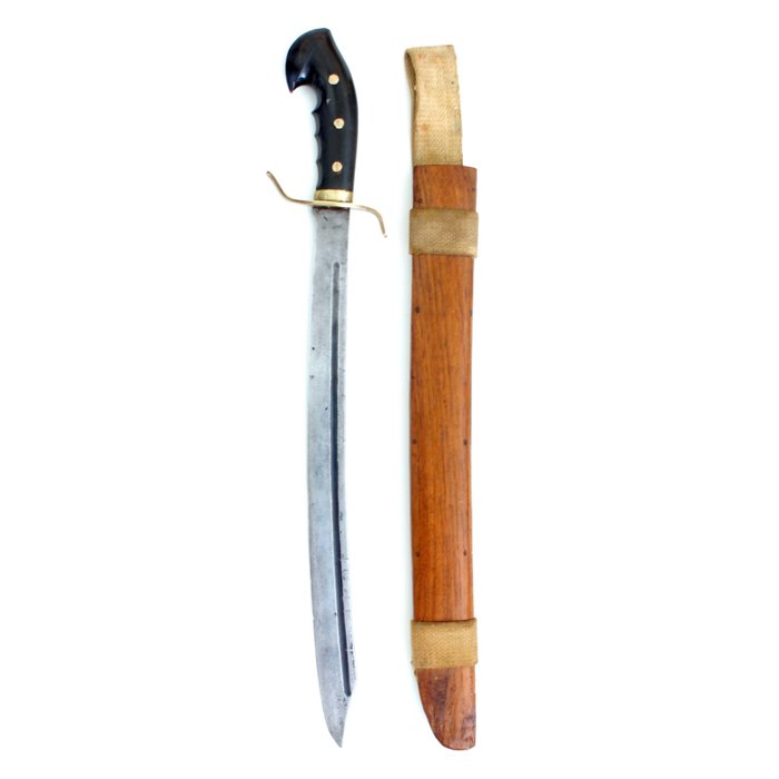 Nederlands Indonesische ‘Heiho’ Klewang, zwaard met authentieke schede 