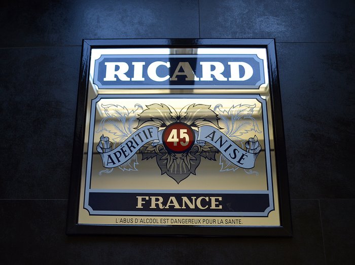 Large advertising mirror for bars RICARD APERITIF 45 ANISE SIGNED PAUL RICARD